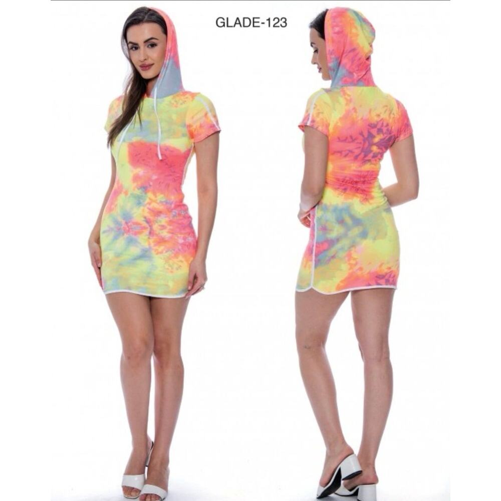 True Rock Hooded Mini Dress - Tie-dye